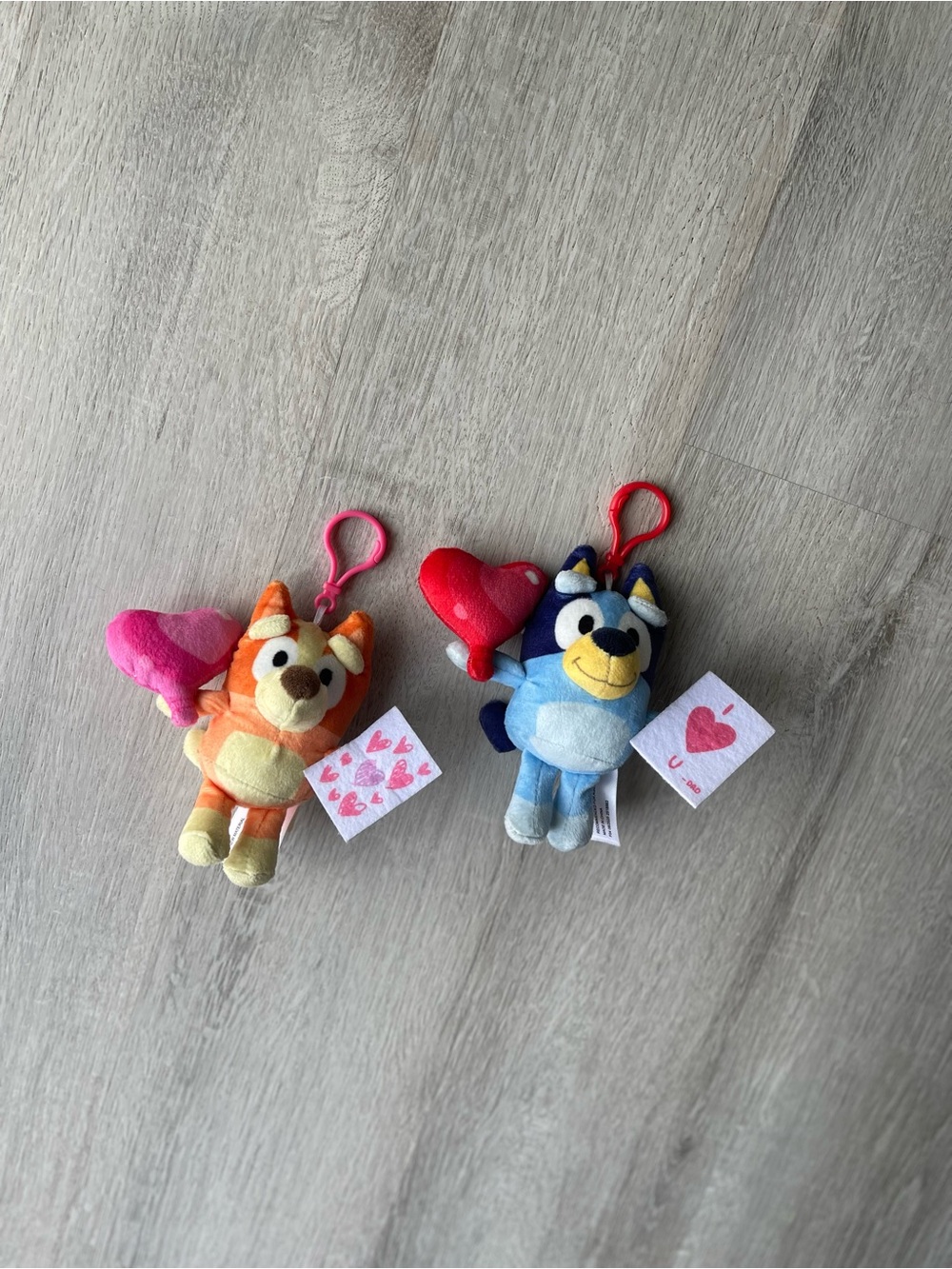 Plush Heart Clip-On Toy Keychain - Pink & Blue